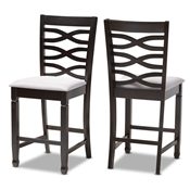Baxton Studio Lanier Modern and Contemporary Gray Fabric Upholstered Espresso Brown Finished Wood Counter Height Pub Chair Set of 2
